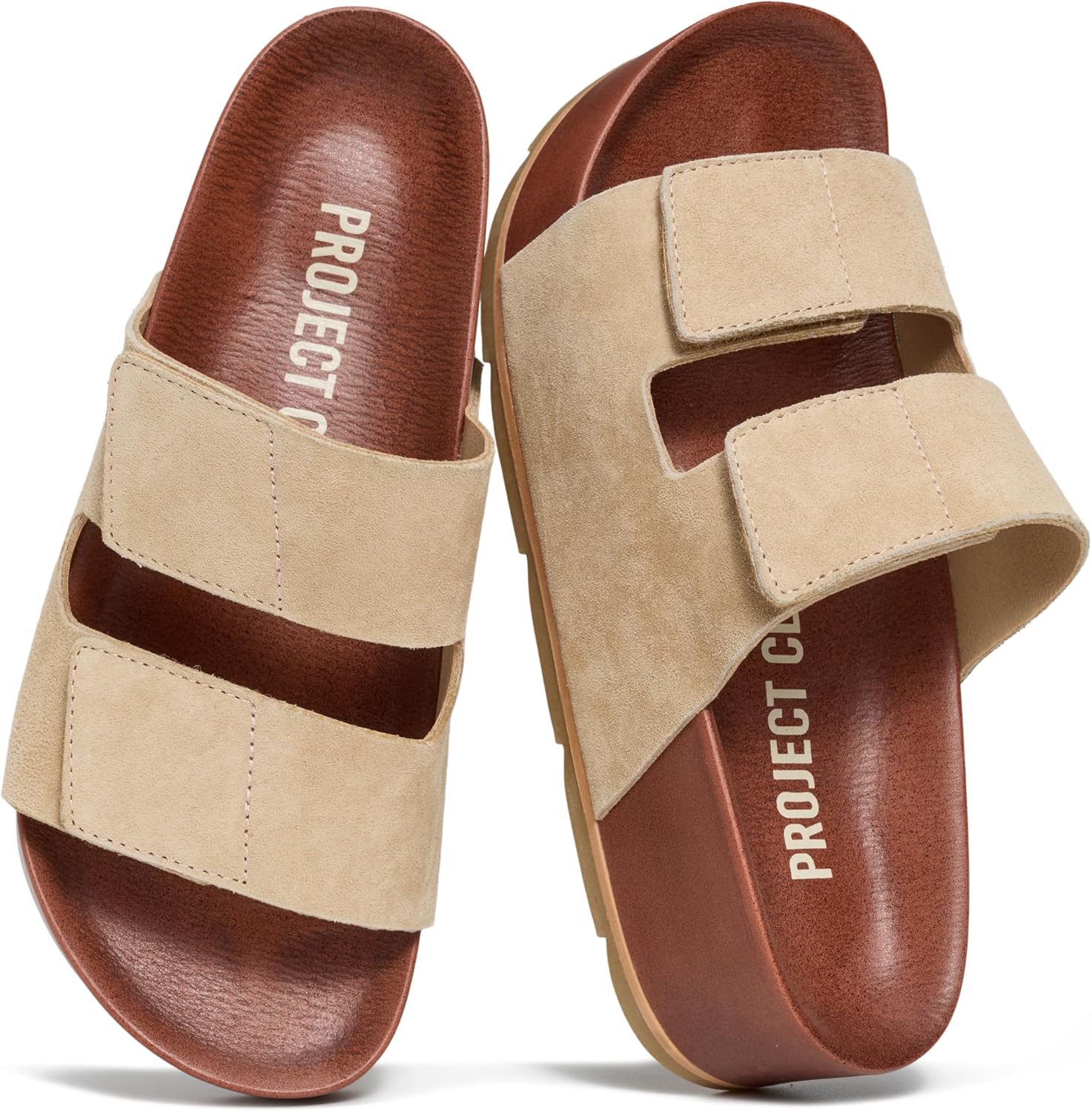 Project Cloud black genuine leather platform wedge sandals for women with plush soft insole and non-slip sole, displayed on a white background โ view 1