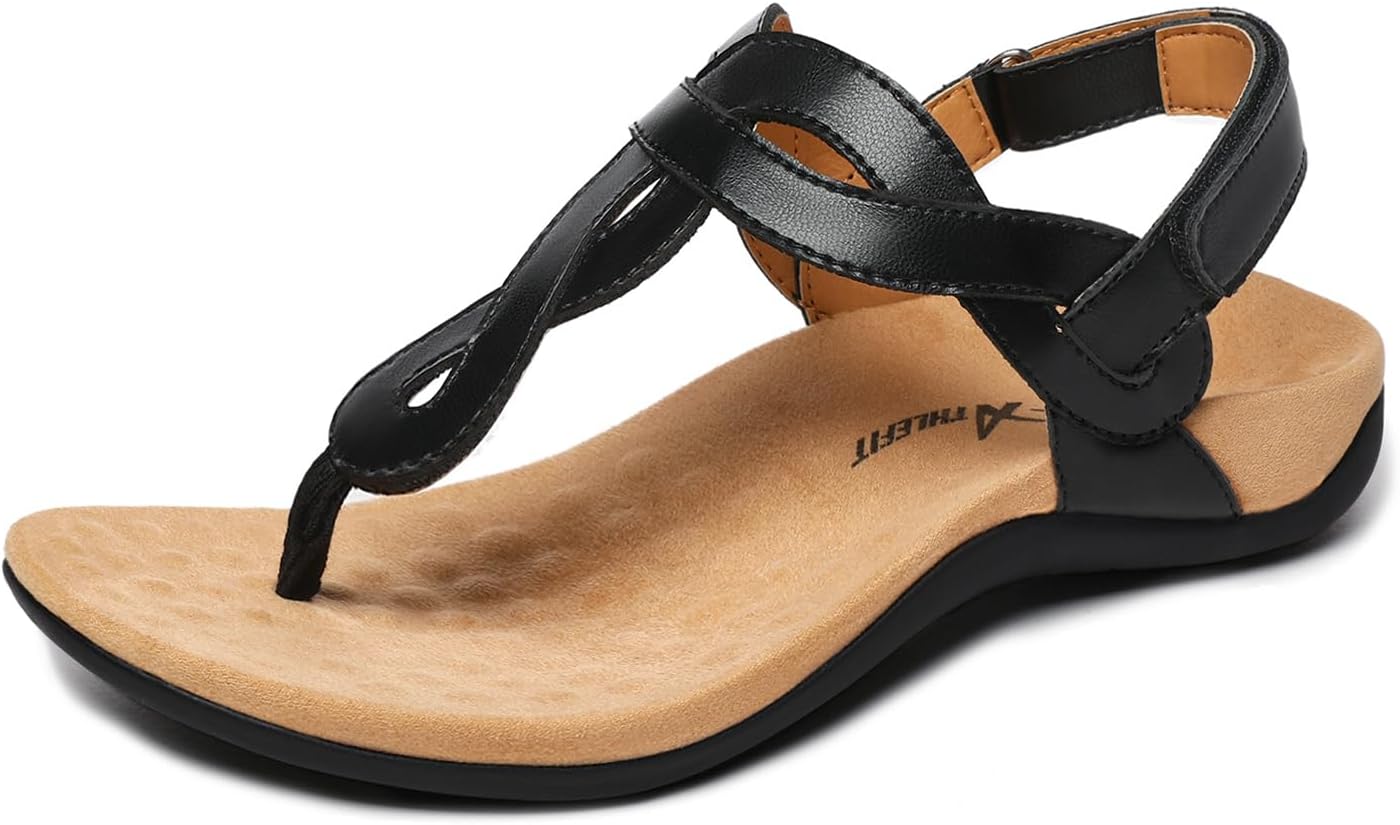 Neutral orthopedic arch support thong sandals with comfortable flat sole design — front