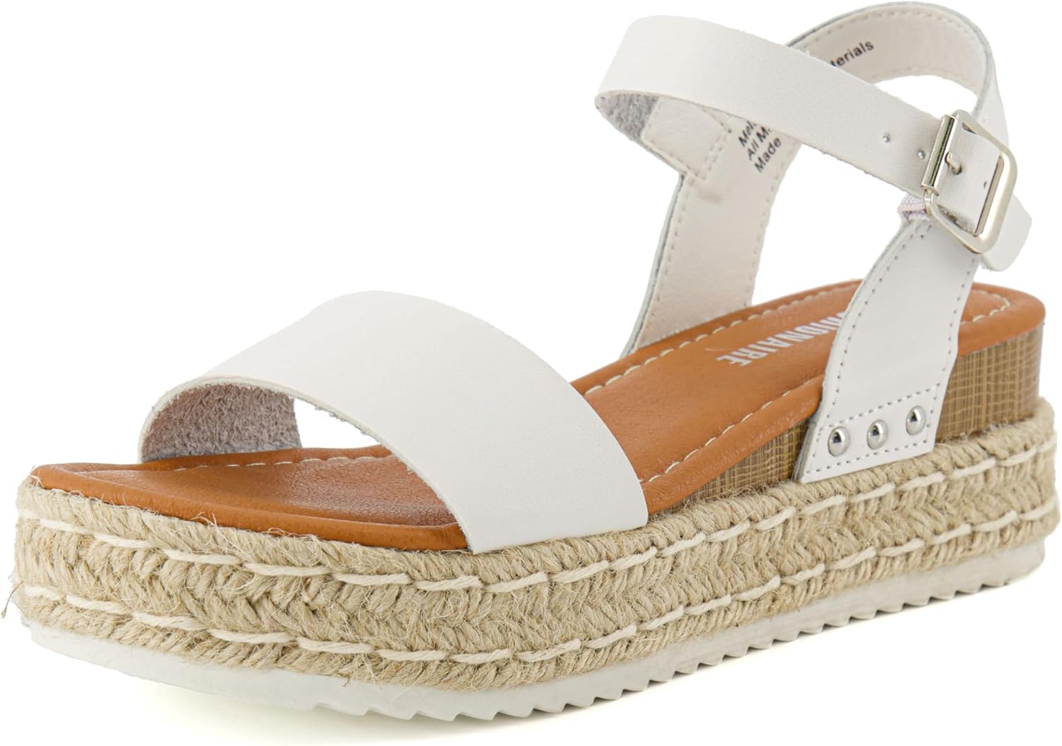 CUSHIONAIRE Melissa Espadrille Platform Sandals in beige with adjustable ankle strap and memory foam insole, displayed on white background — view 1
