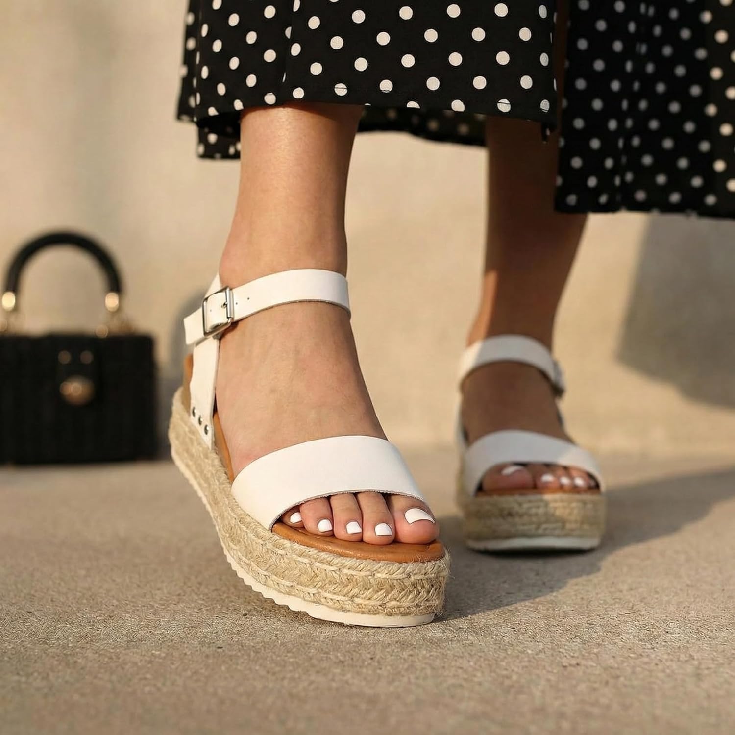 CUSHIONAIRE Melissa Espadrille Platform Sandals in beige with adjustable ankle strap and memory foam insole, displayed on white background — view 2