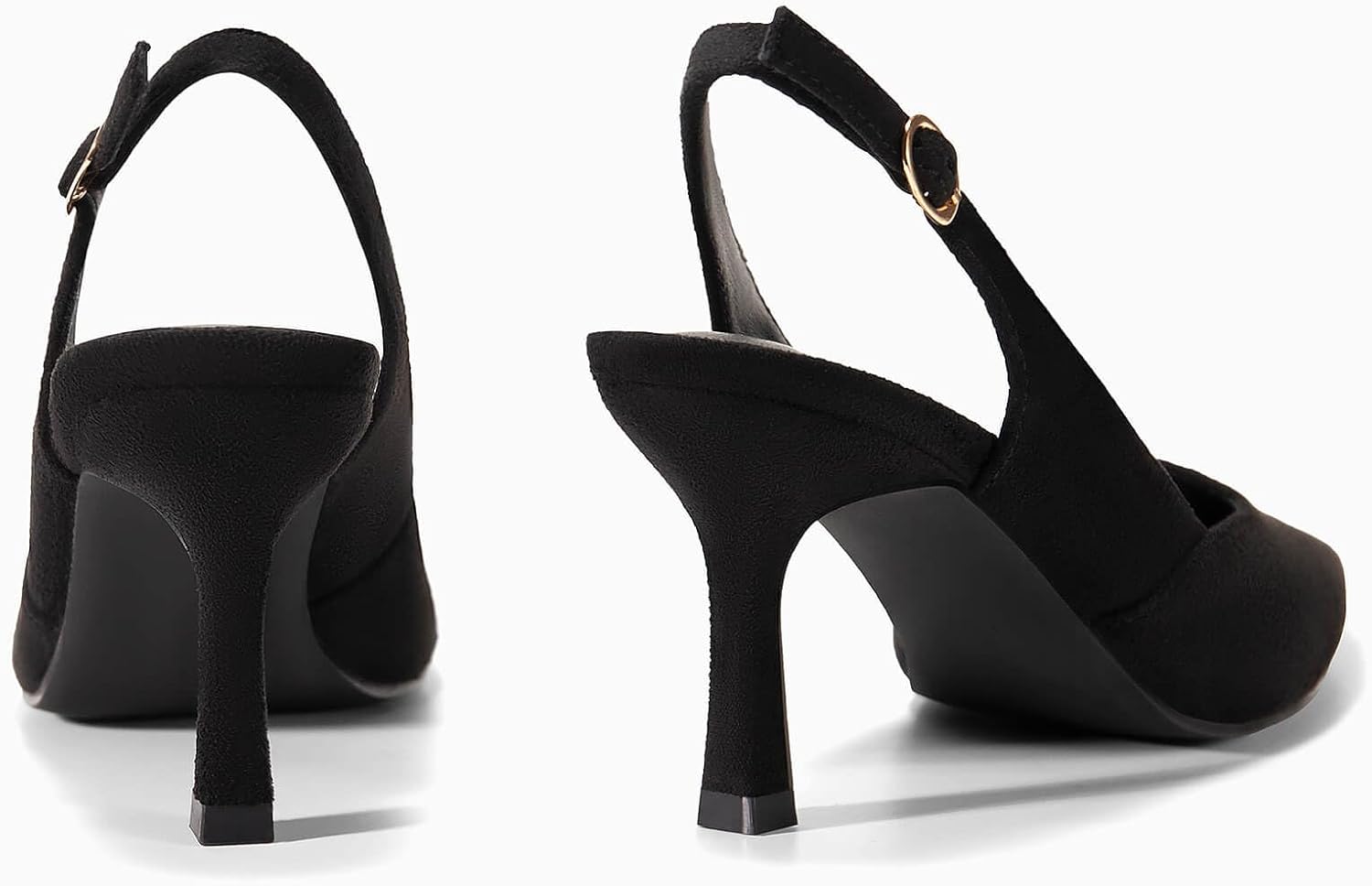 Rilista women's black slingback kitten heel pump with pointed closed toe and backless design, ideal for wedding and party occasions — view 3