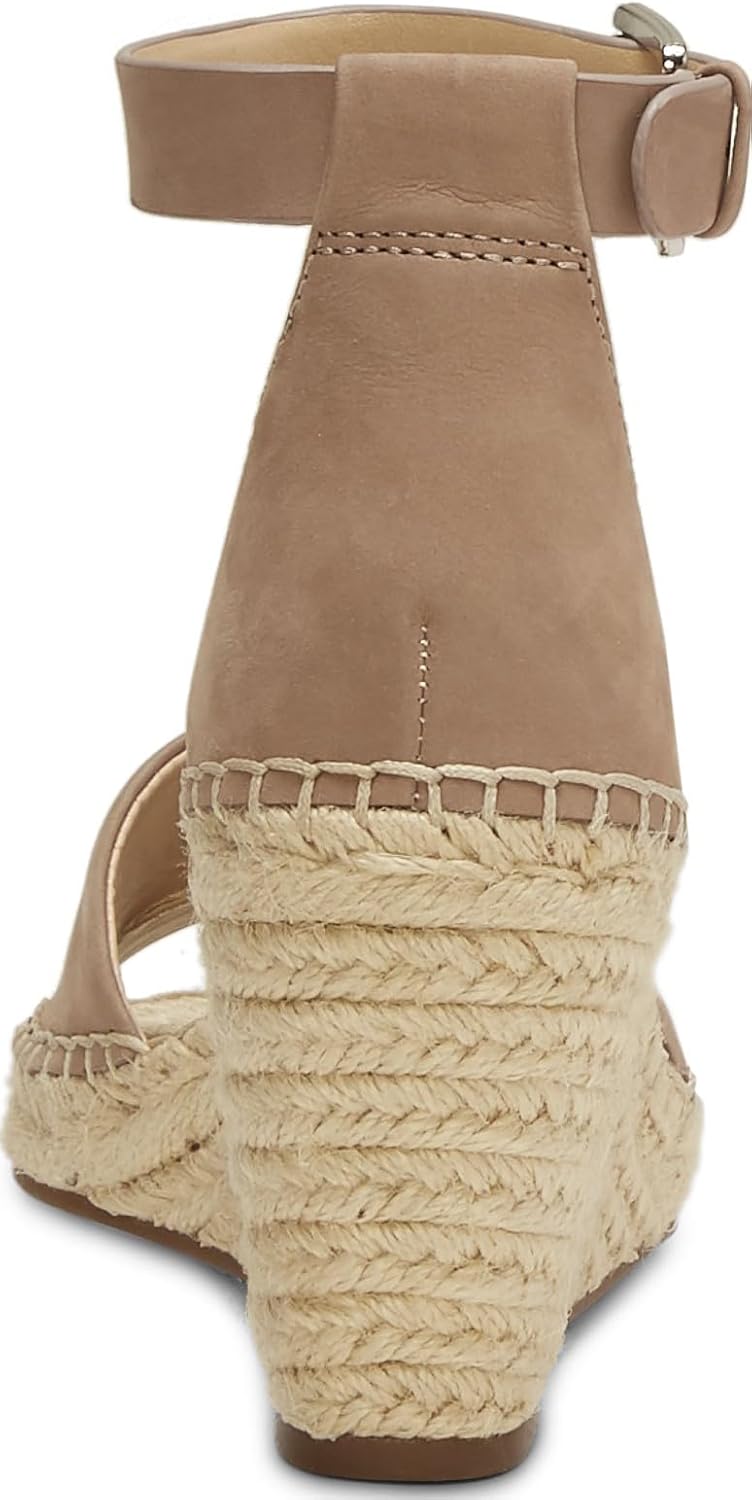 Vince Camuto Leera espadrille wedge sandal in natural linen with woven jute sole, displayed on white background โ view 3
