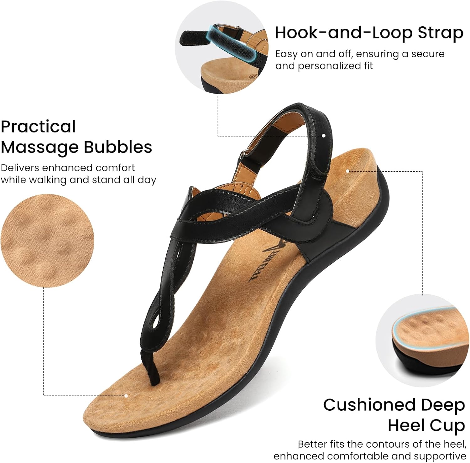 Neutral orthopedic arch support thong sandals with comfortable flat sole design — detail