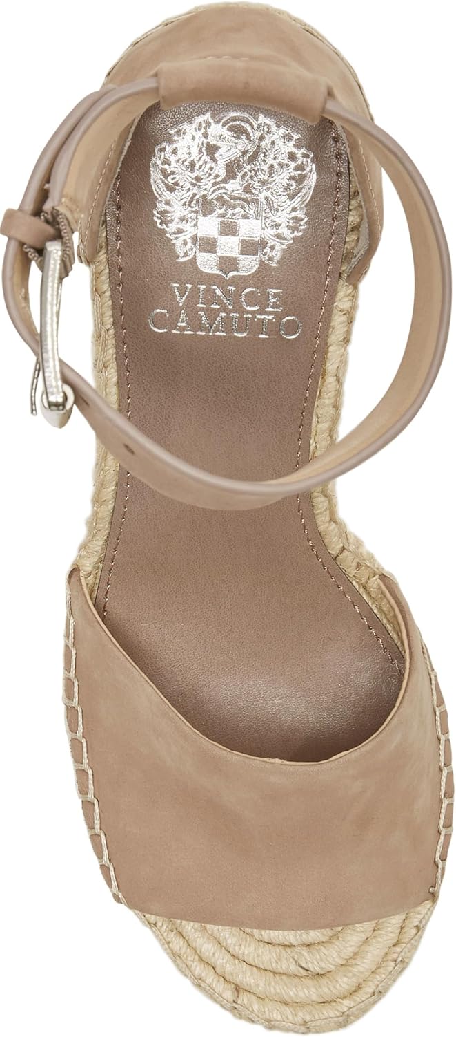 Vince Camuto Leera espadrille wedge sandal in natural linen with woven jute sole, displayed on white background โ view 2