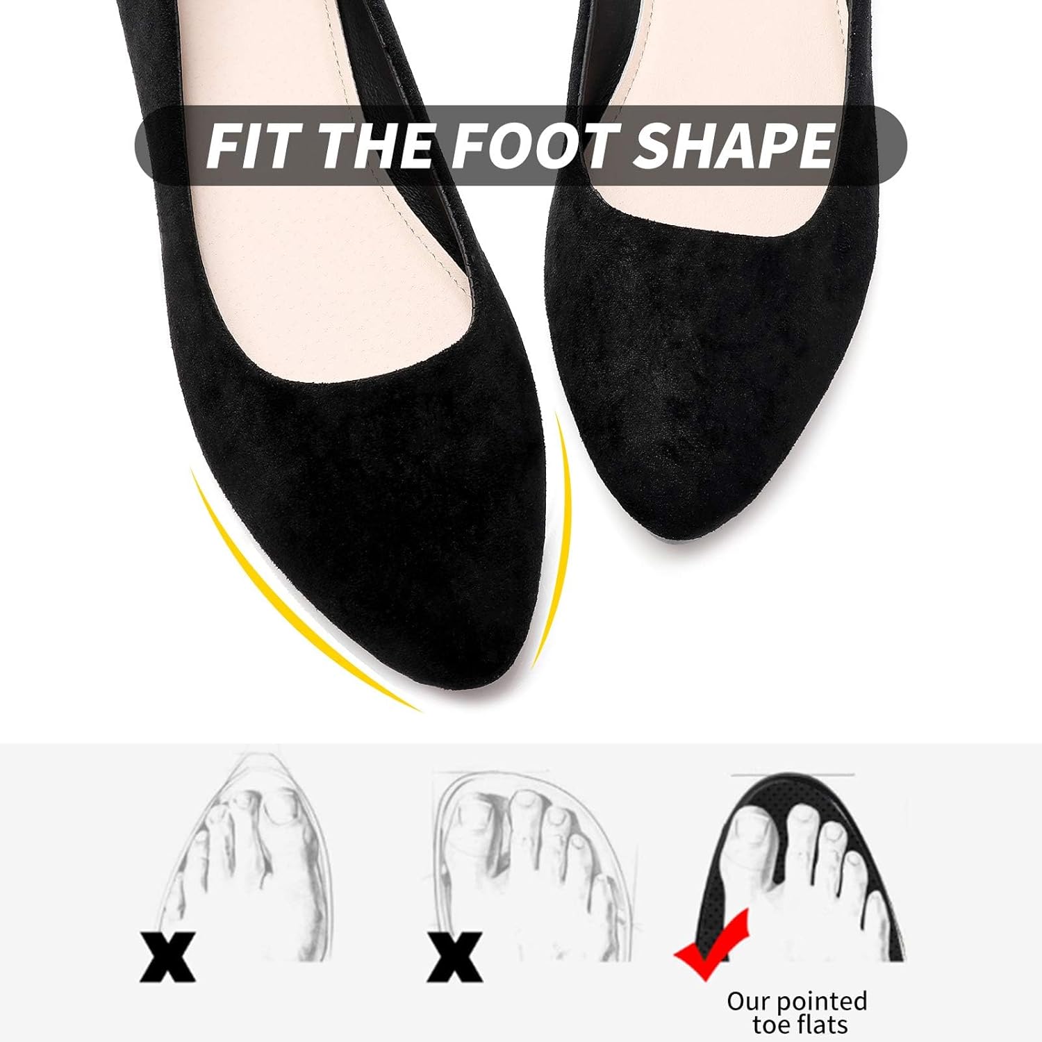 HEAWISH women's black suede pointed toe slip-on ballet flats with comfortable cushioned footbed, displayed against a clean white background โ view 2