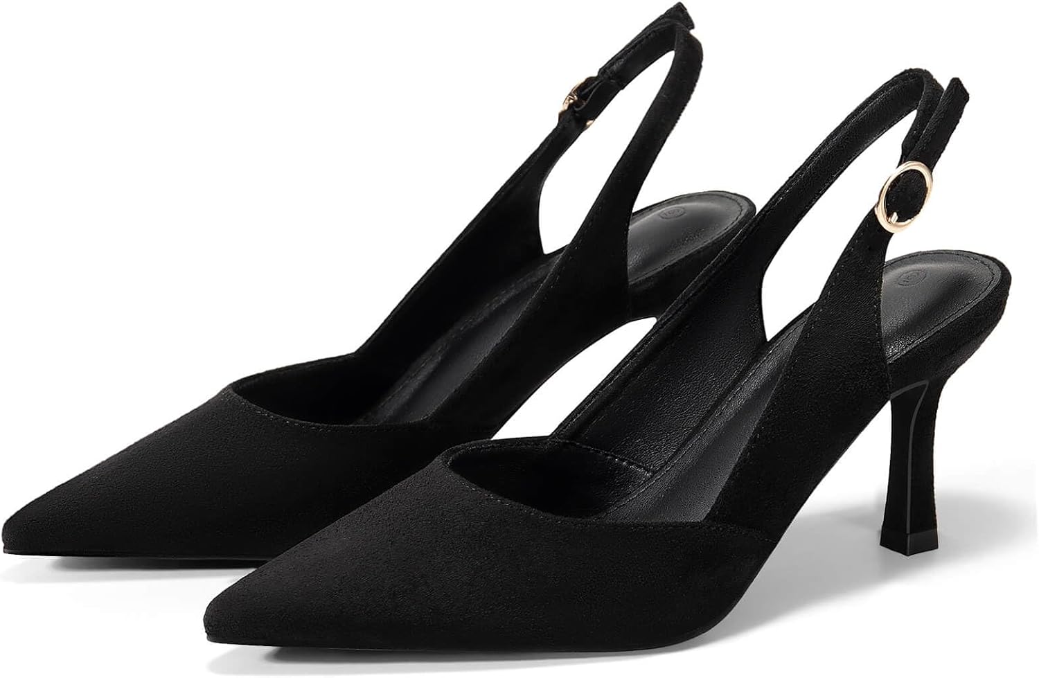 Rilista women's black slingback kitten heel pump with pointed closed toe and backless design, ideal for wedding and party occasions — view 3