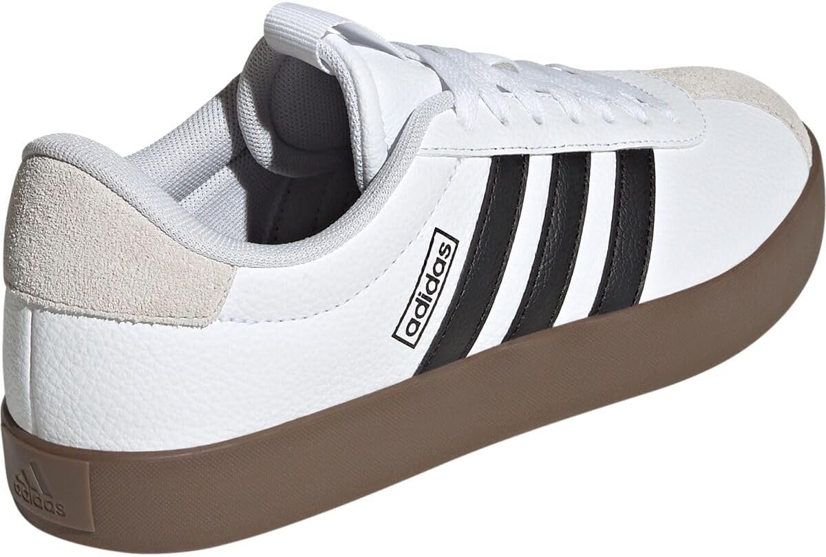 adidas Women's VL Court 3.0 Sneaker in white with minimalist design, side view showcasing classic silhouette and clean lines — view 3