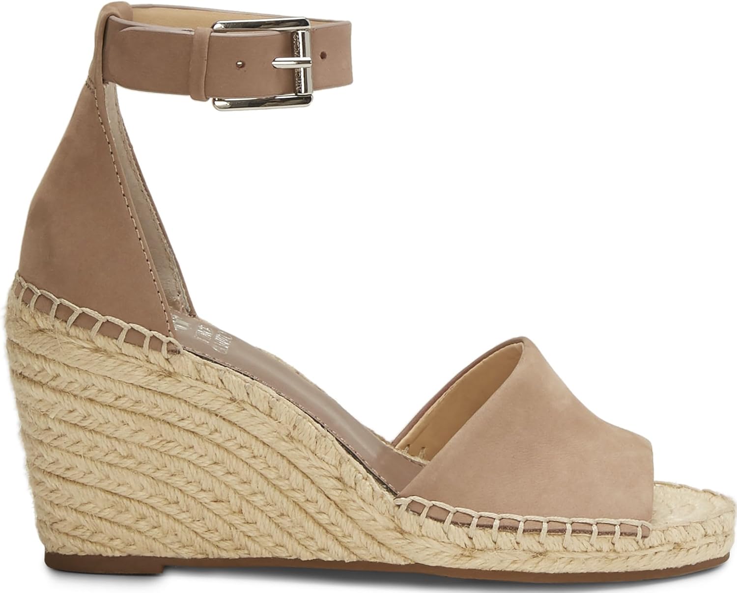 Vince Camuto Leera espadrille wedge sandal in natural linen with woven jute sole, displayed on white background โ view 3