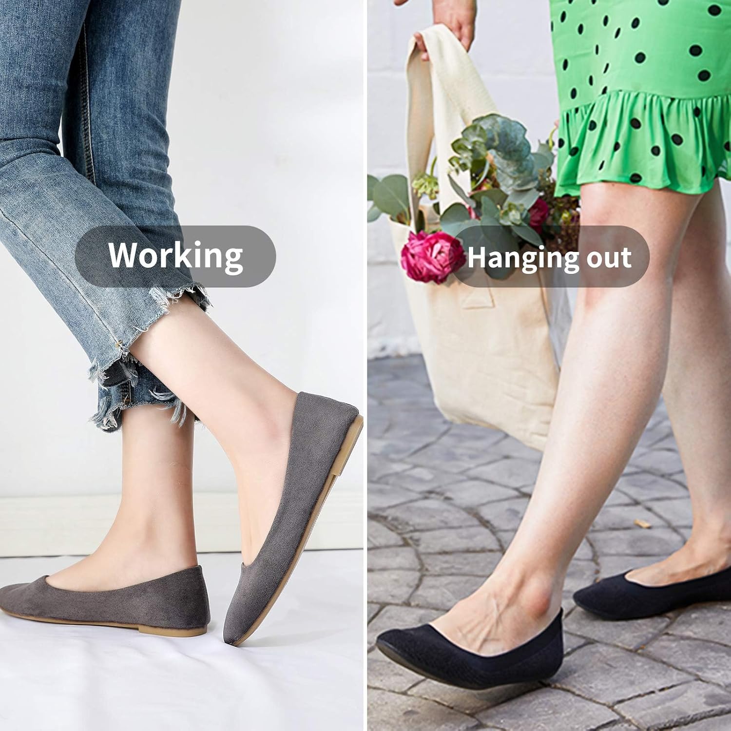 HEAWISH women's black suede pointed toe slip-on ballet flats with comfortable cushioned footbed, displayed against a clean white background โ view 3