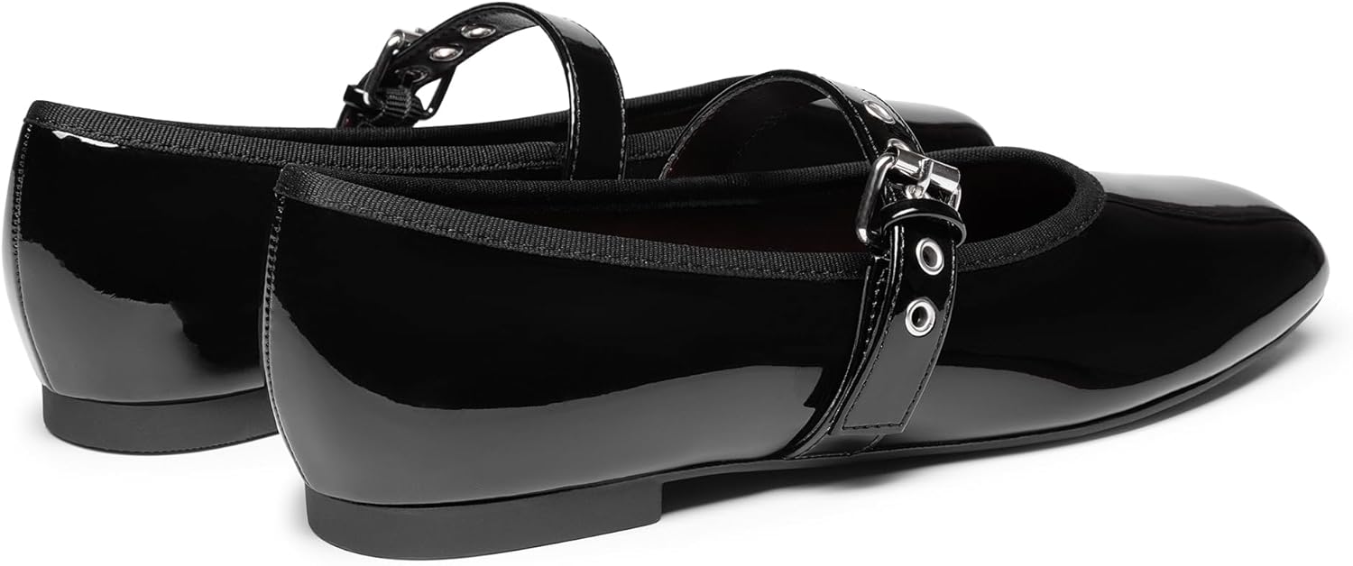 Rihero mesh ballet flats featuring a square toe Mary Jane design in neutral beige, showcasing breathable mesh upper and comfortable casual silhouette โ view 4