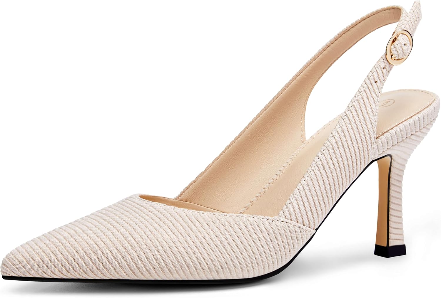 Rilista women's black slingback kitten heel pump with pointed closed toe and backless design, ideal for wedding and party occasions — view 4