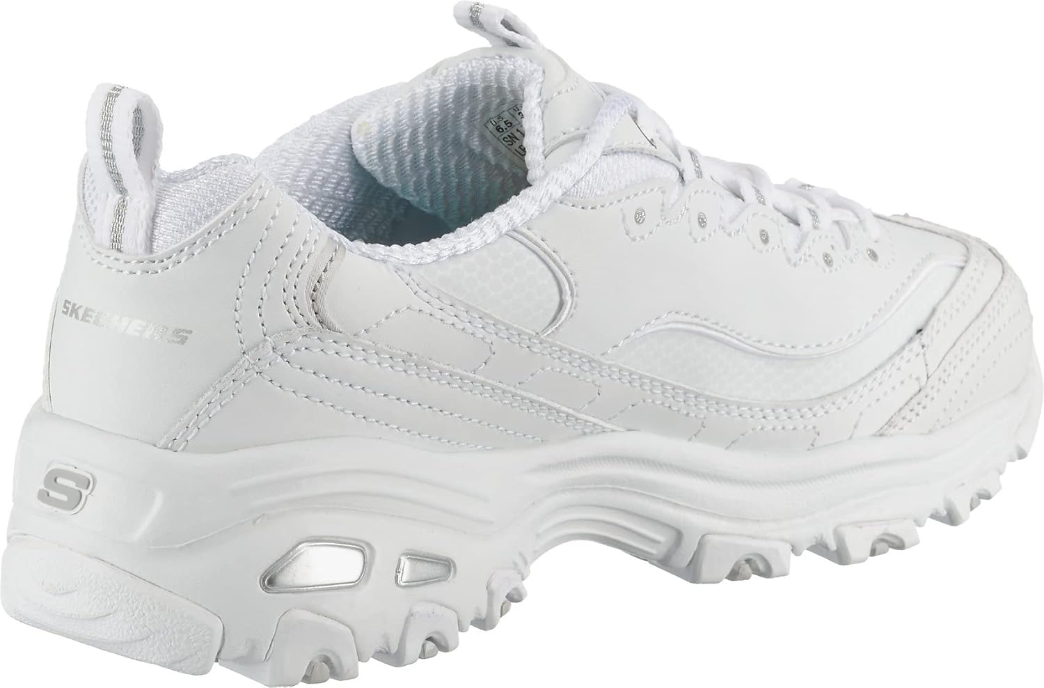 Skechers Women's D'Lites Fresh Start memory foam lace-up sneaker in white, featuring cushioned sole and sporty design for everyday comfort โ view 4