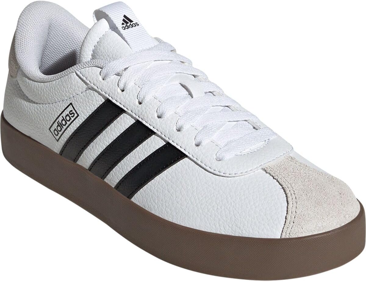 adidas Women's VL Court 3.0 Sneaker in white with minimalist design, side view showcasing classic silhouette and clean lines — view 4