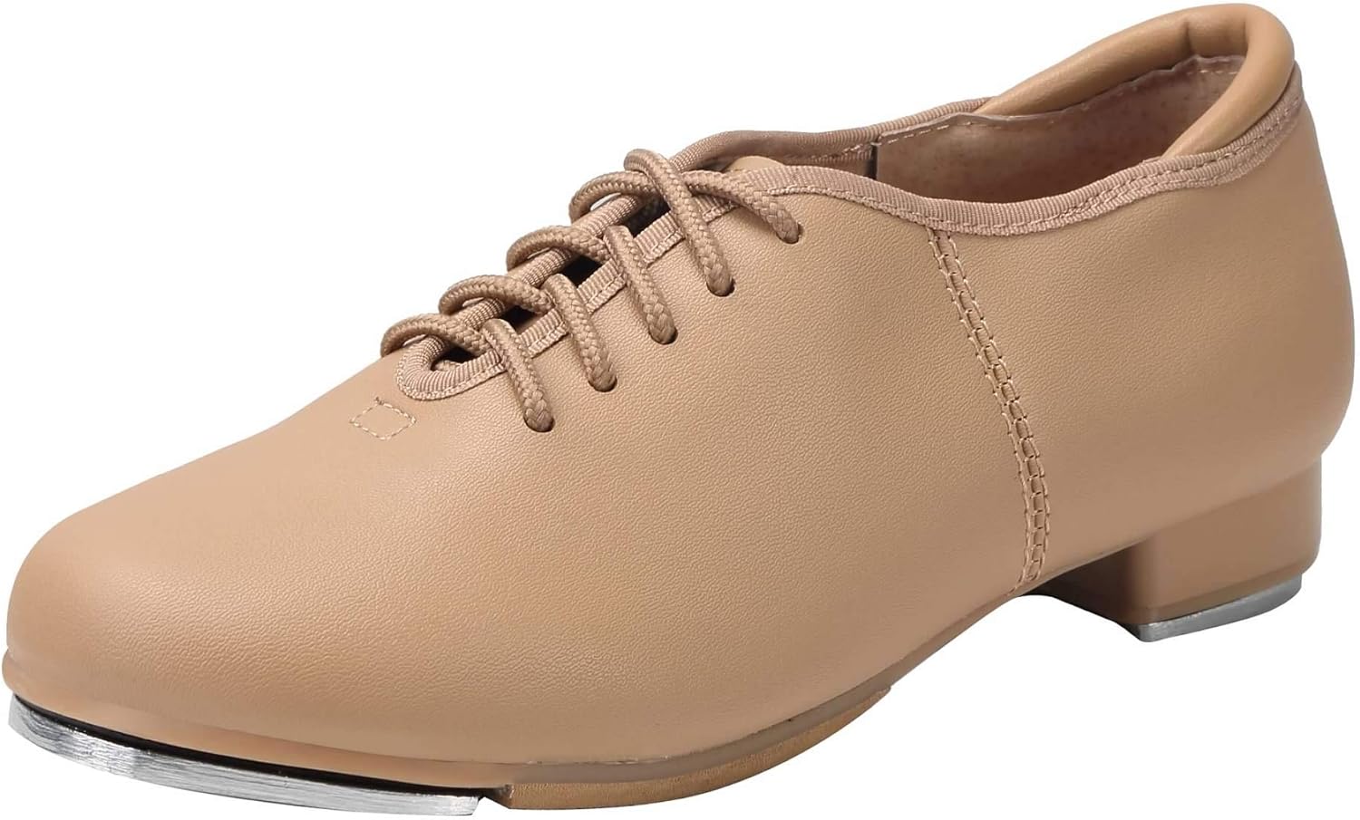 Linodes black PU leather lace-up tap dance shoes for women and men with professional sole design — view 5