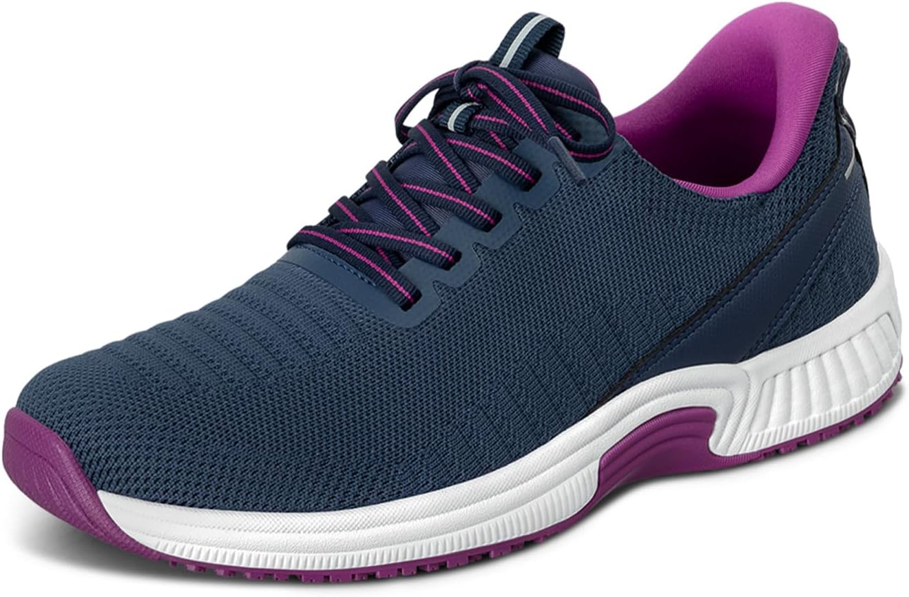 Orthofeet women's Kita orthopedic slip-on sneaker in white with water-repellent finish, featuring hands-free design and supportive sole โ view 5