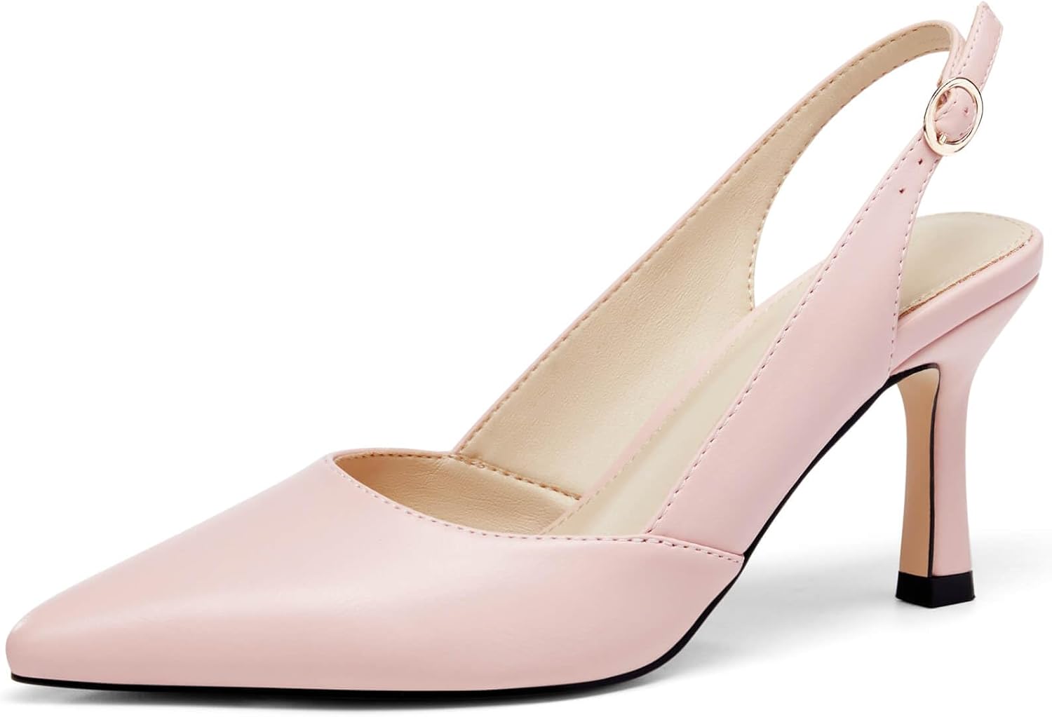 Rilista women's black slingback kitten heel pump with pointed closed toe and backless design, ideal for wedding and party occasions — view 5