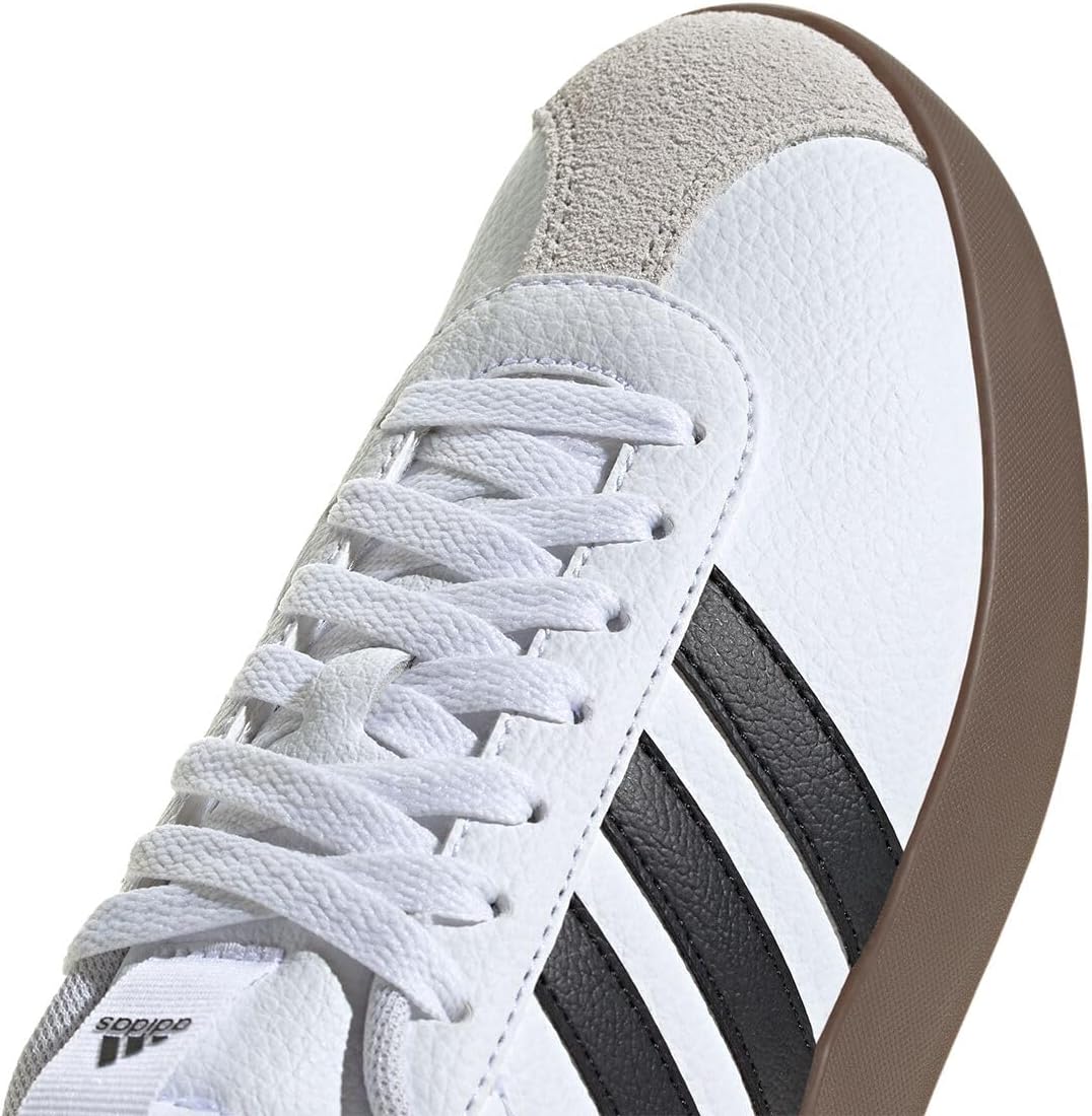 adidas Women's VL Court 3.0 Sneaker in white with minimalist design, side view showcasing classic silhouette and clean lines — view 5