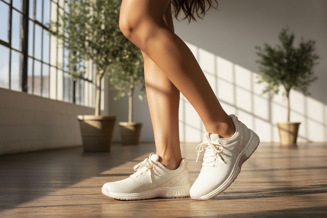 Neutral slip-on sneaker with hands-free design and water-repellent material, shown from the side on a white background โ view 1
