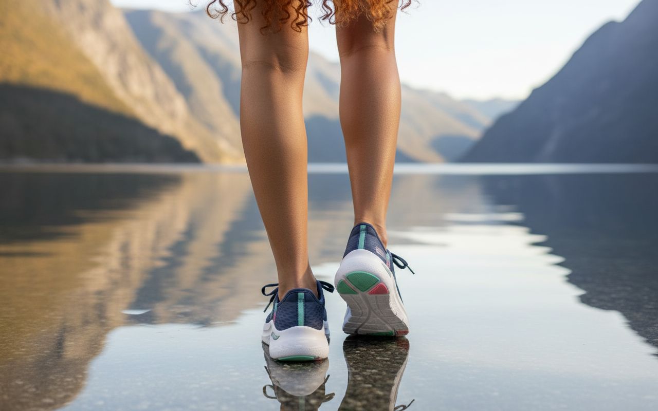 Neutral Skechers Arch Fit 2.0 hands-free slip-on sneaker with arch support technology, shown from the side view โ view 2