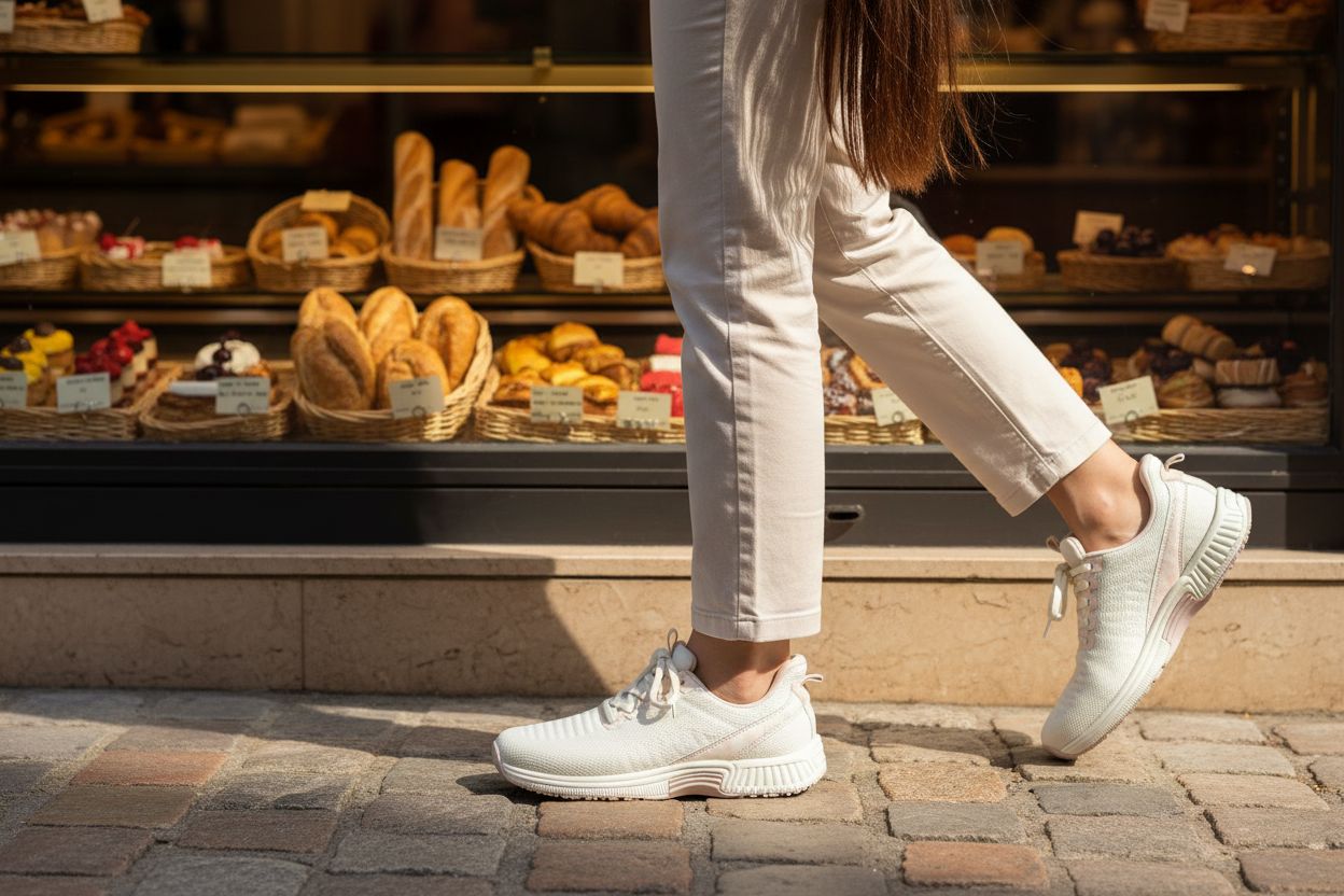 Neutral slip-on sneaker with hands-free design and water-repellent material, shown from the side on a white background โ view 3
