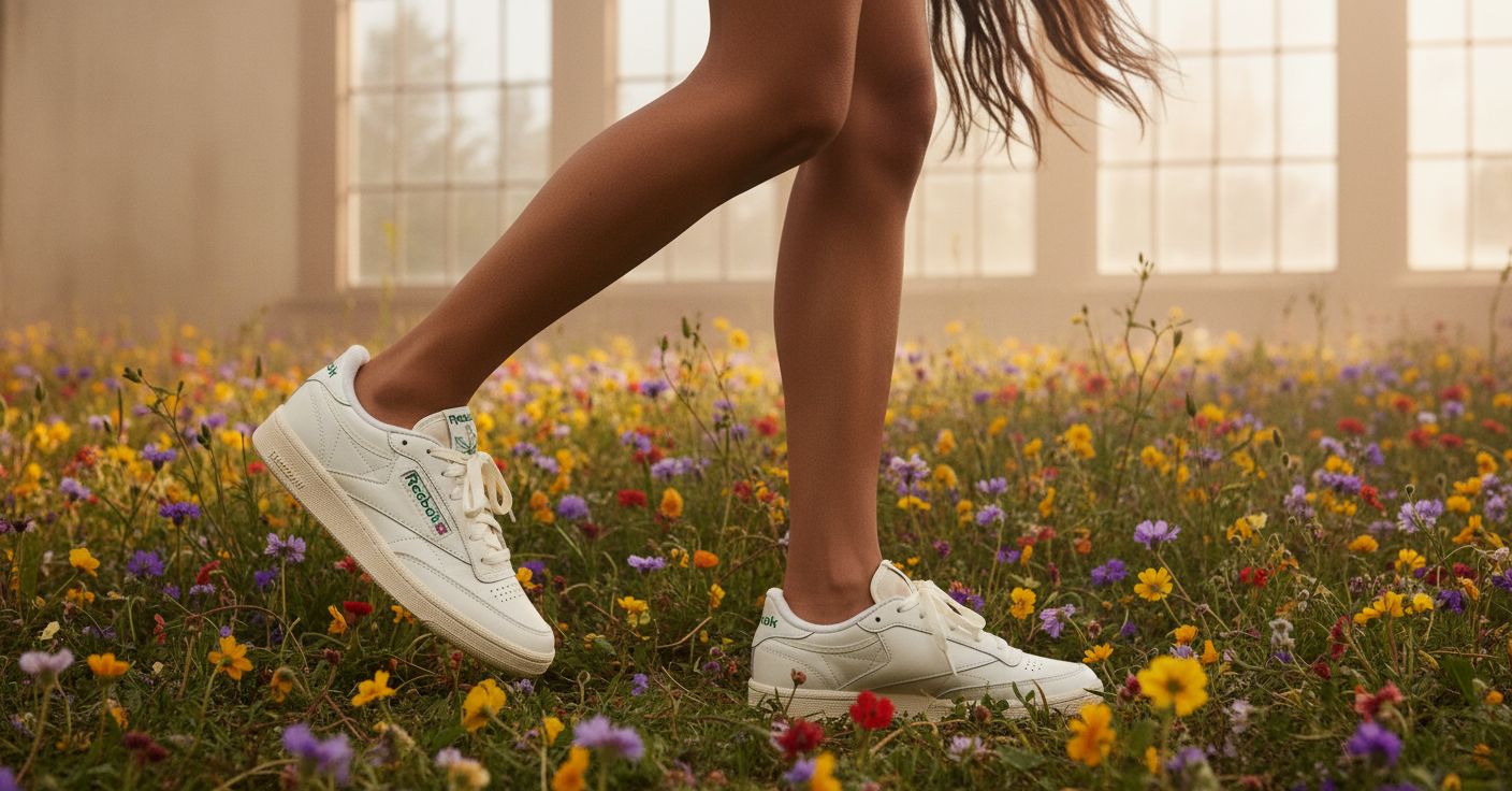Reebok men's classic leather sneaker in white and navy, featuring the iconic side stripe and cushioned sole for all-day comfort โ view 3