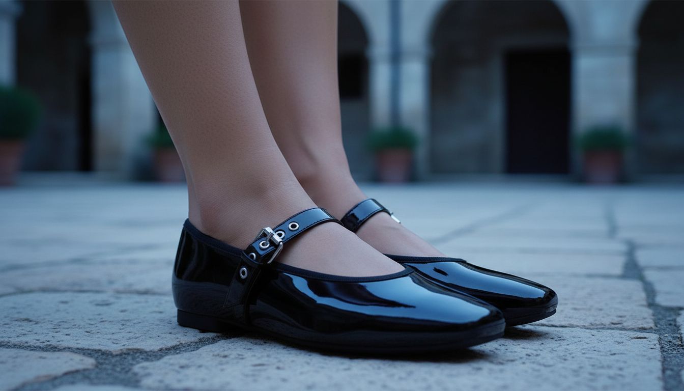 Neutral mesh square toe Mary Jane flats with comfortable cushioning for everyday wear โ view 4