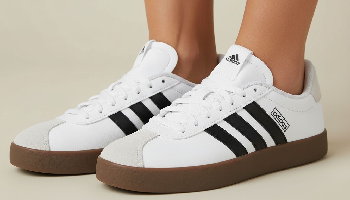 adidas Women's VL Court 3.0 Sneaker in white with minimalist design, side view showcasing classic silhouette and clean lines — view 4