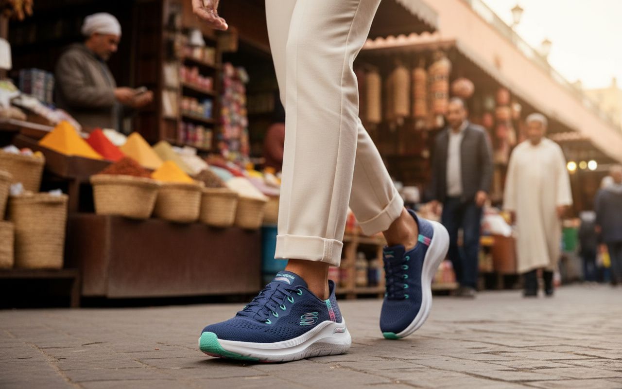 Neutral Skechers Arch Fit 2.0 hands-free slip-on sneaker with arch support technology, shown from the side view โ view 3a