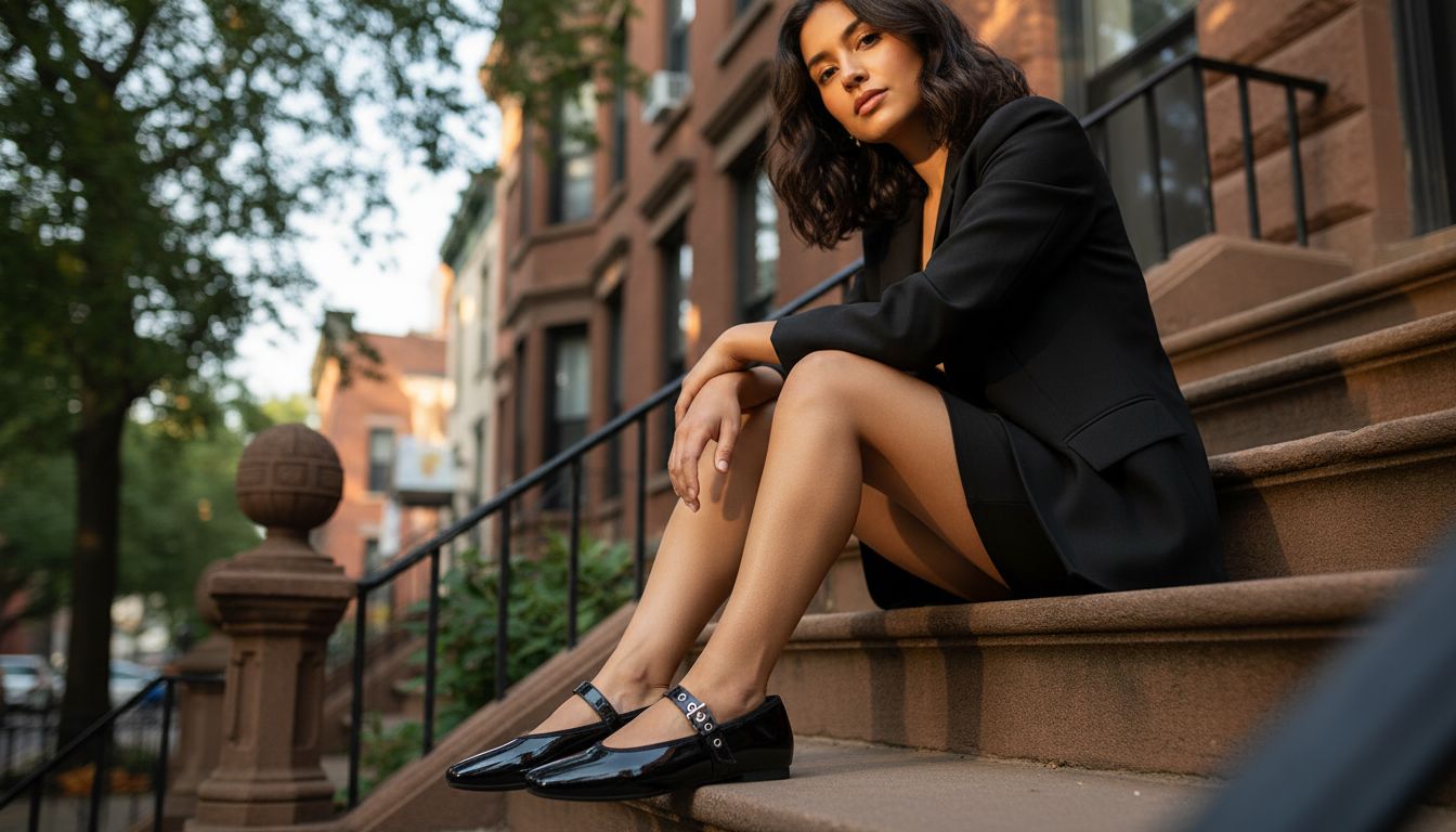 Neutral mesh square toe Mary Jane flats with comfortable cushioning for everyday wear โ view 4