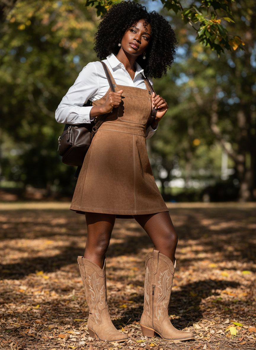 Neutral western cowboy boots for women featuring a chunky heel, mid-calf height, and snip toe design — view 5a