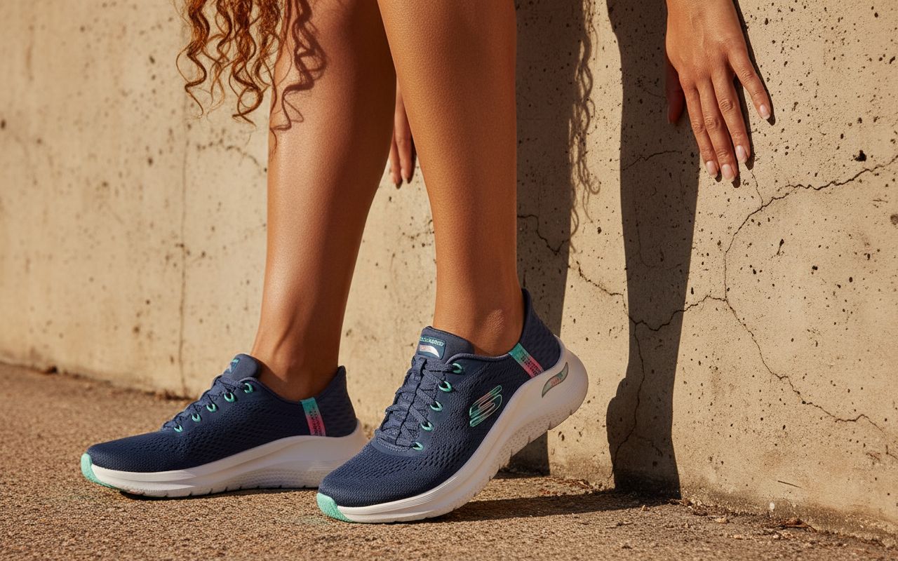 Neutral Skechers Arch Fit 2.0 hands-free slip-on sneaker with arch support technology, shown from the side view โ view 6