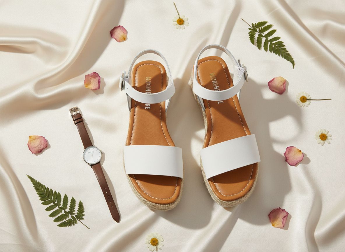 Neutral espadrille platform sandals with adjustable ankle strap and memory foam insole, displayed on white background — view 7a