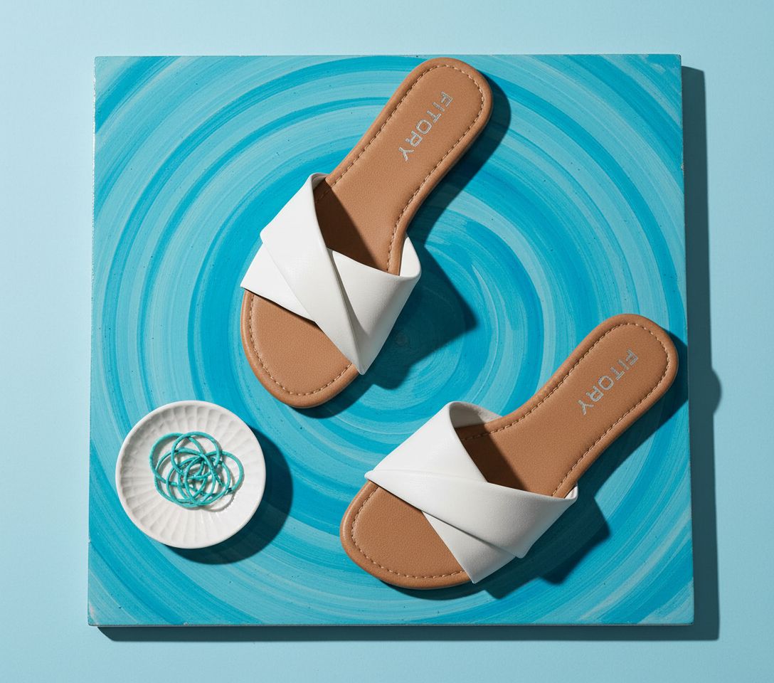 Neutral soft leather flat slide sandals for women, comfortable summer footwear โ view 7a