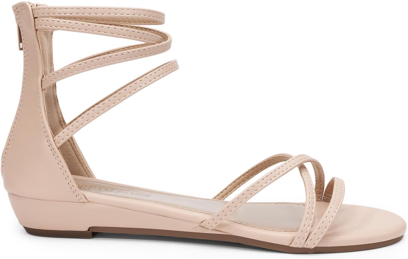 Neutral rhinestone strappy gladiator sandals with ankle strap and glam sparkle detailing — view 3