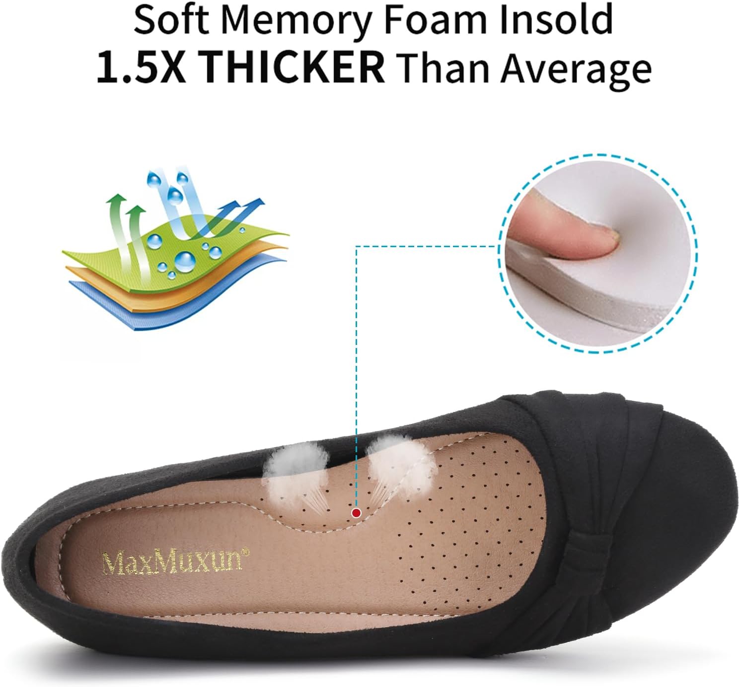 Neutral faux suede round toe ballet flats with slip-on design, ideal for work and travel — view 2