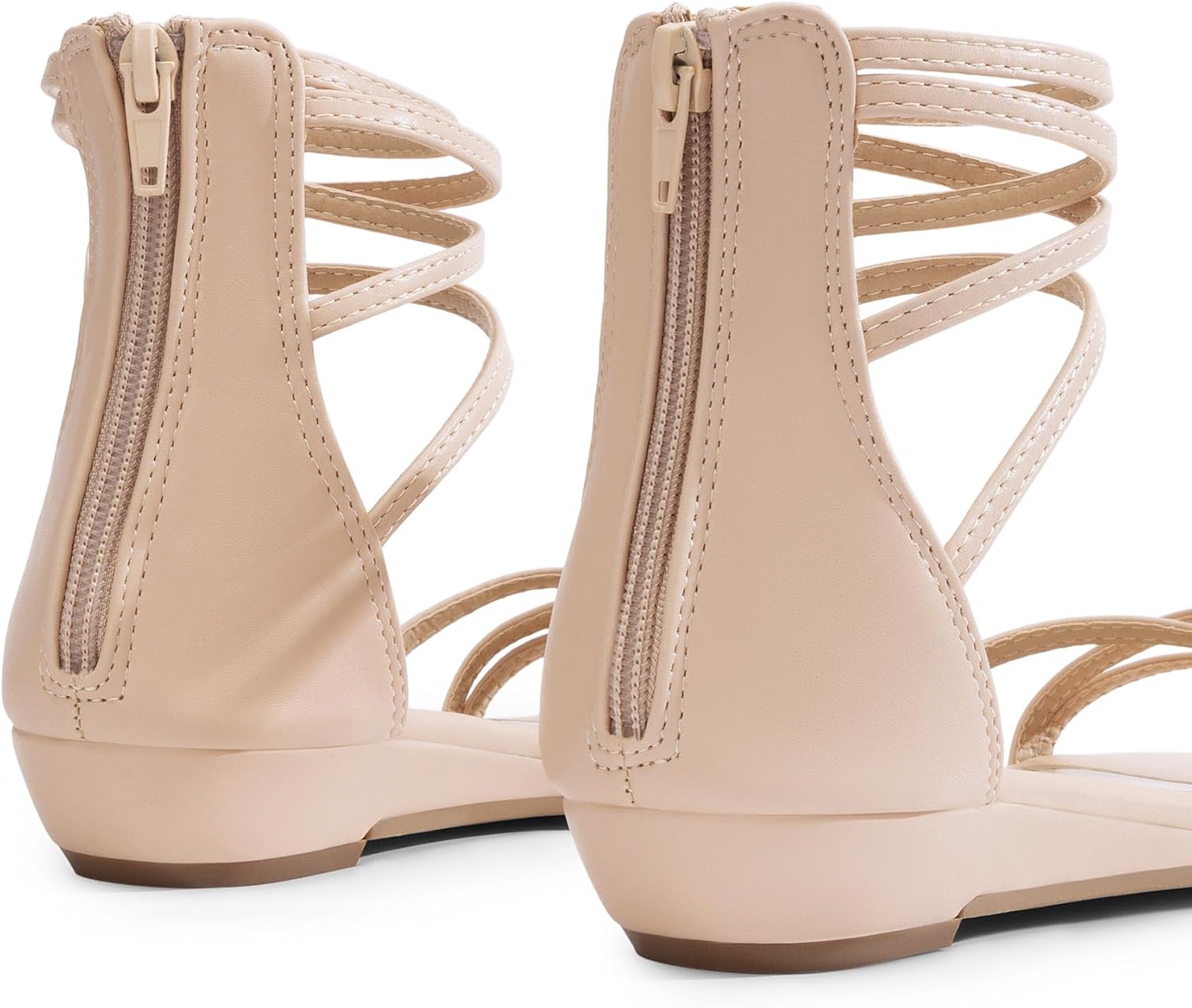 Neutral rhinestone strappy gladiator sandals with ankle strap and glam sparkle detailing — view 4