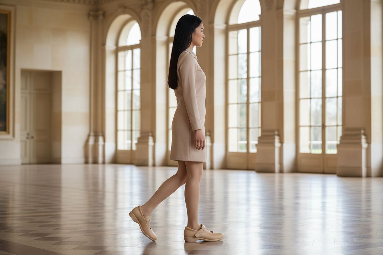 Neutral ballet Mary Jane flats with ankle strap, designed for comfortable office and work wear — view 3