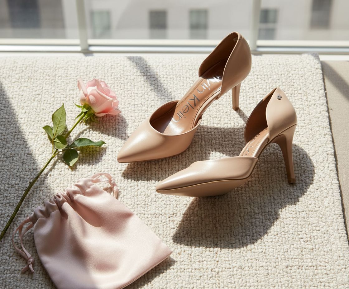 Calvin Klein Gloria neutral pump heel for work and date nights — view 7a