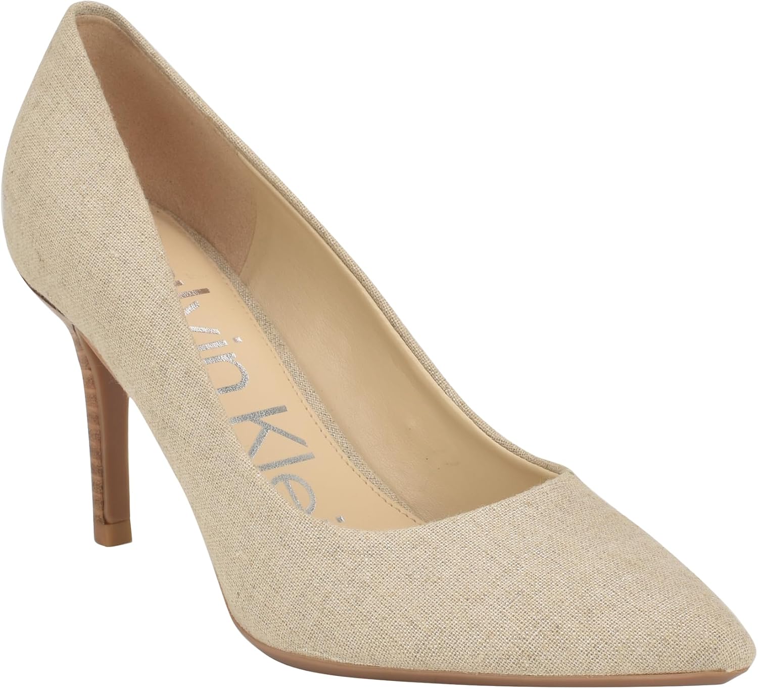 Calvin Klein Gayle pump in neutral tone, classic closed-toe heeled pump for work and evening wear — side
