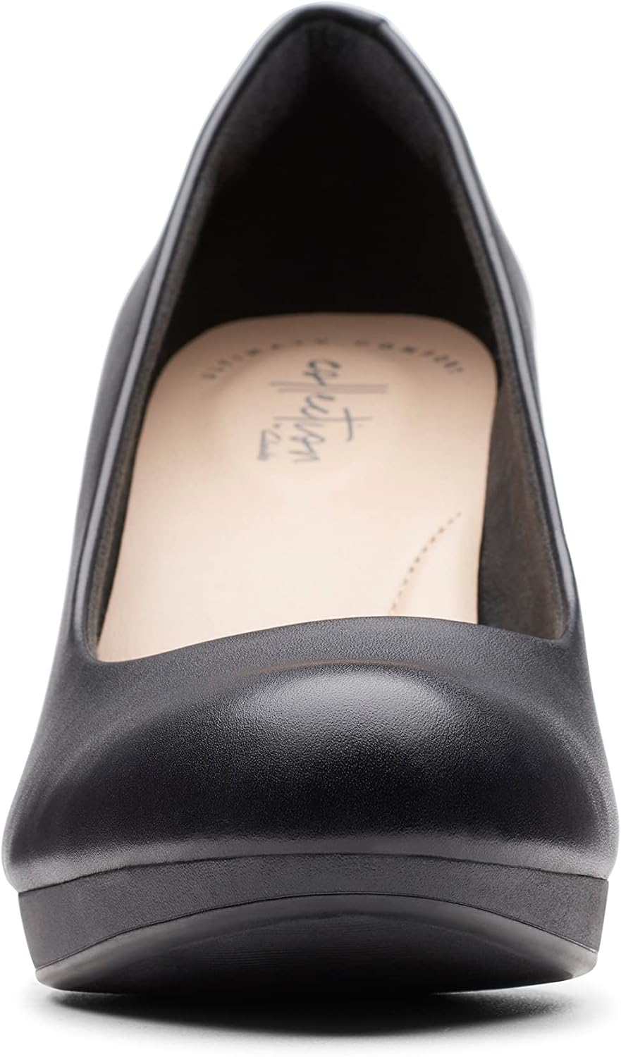Clarks women's neutral classic pump heel viewed from the side, showing sleek silhouette and polished finish — view 2