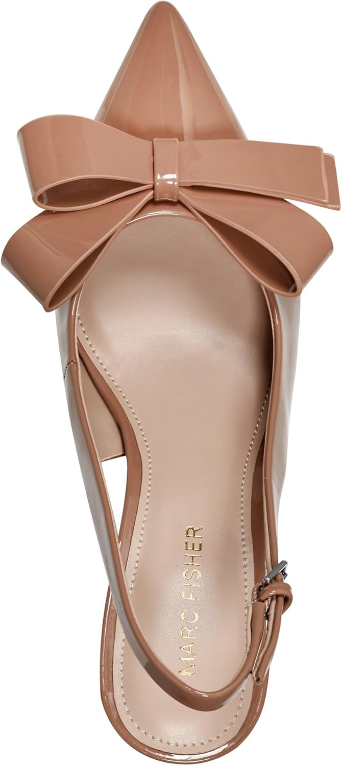 Marc Fisher Allon classic neutral pump heel viewed from the side, featuring a sleek silhouette suitable for professional and formal occasions — view 2