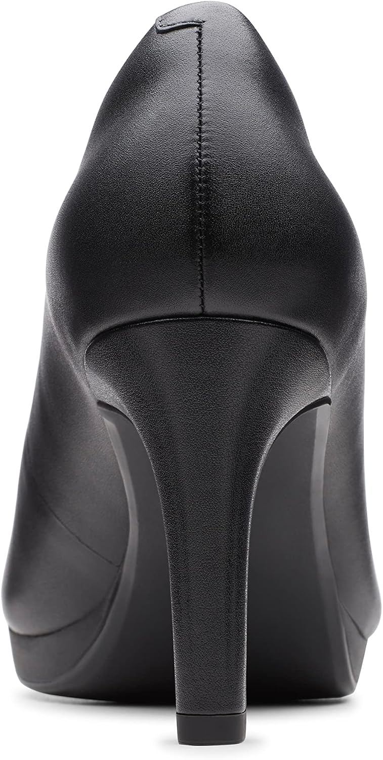 Clarks women's neutral classic pump heel viewed from the side, showing sleek silhouette and polished finish — view 3