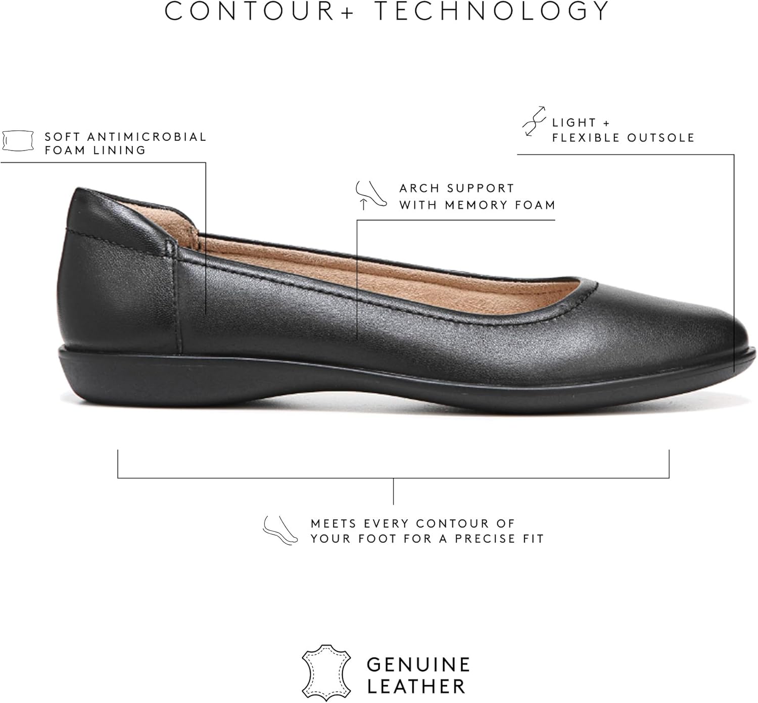 Naturalizer Flexy ballet flat in neutral tone, shown from the side on a neutral background — view 3