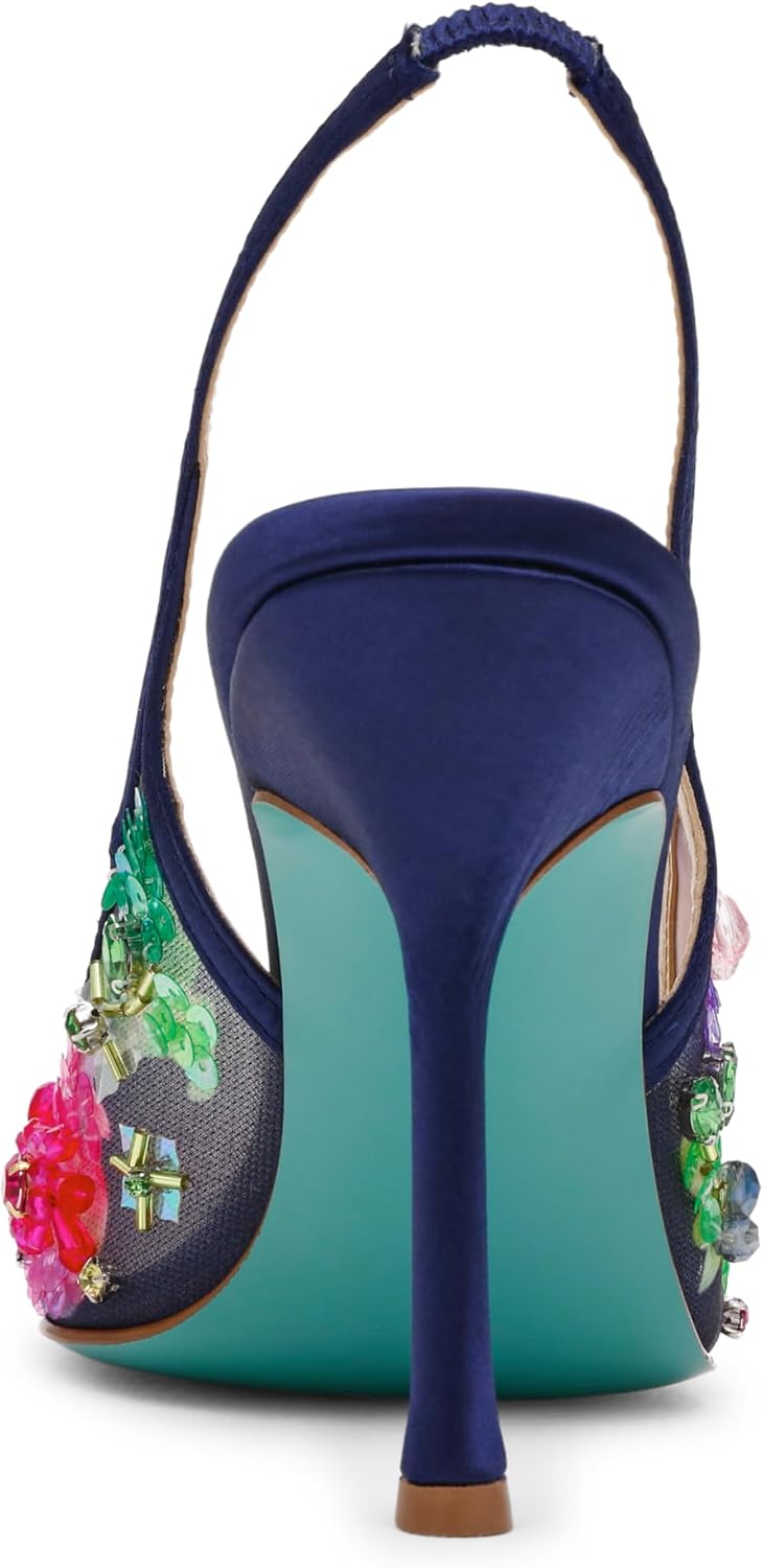 Glamorous blue pump heels for date night and wedding guest occasions — view 3
