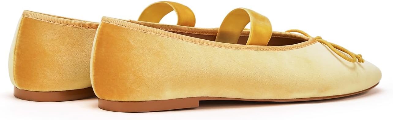 Neutral velvet Mary Jane flats with round toe and ballet flat silhouette for women — view 4