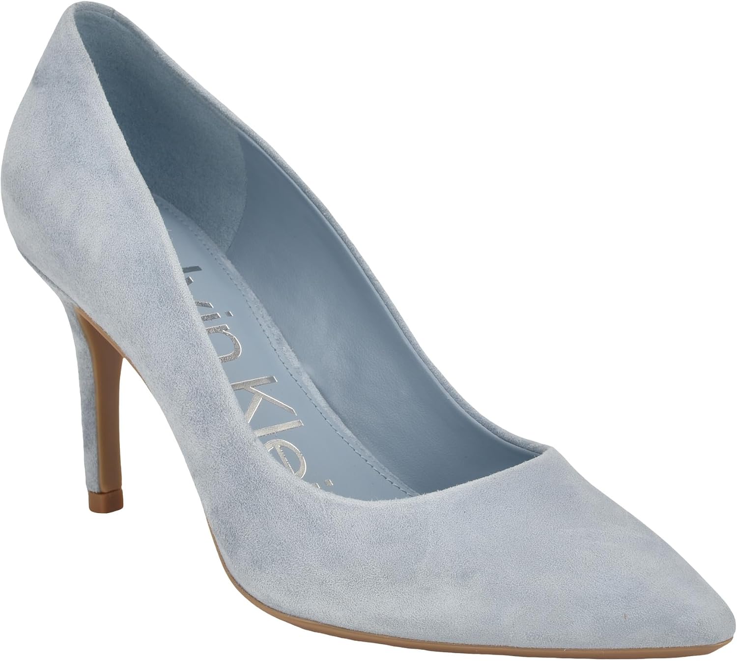Calvin Klein Gayle pump in neutral tone, classic closed-toe heeled pump for work and evening wear — detail