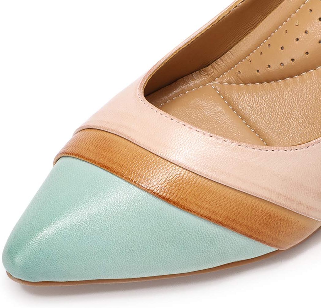 Neutral leather pointed-toe pump with medium heel, elegant and professional for work and formal occasions — view 4