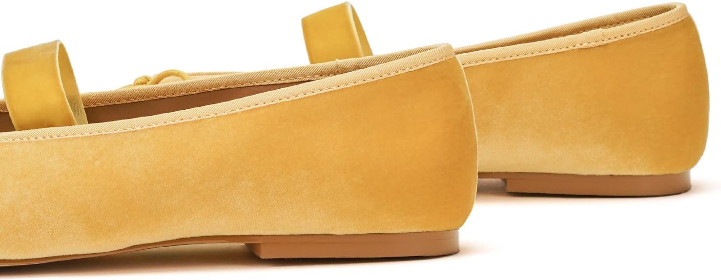 Neutral velvet Mary Jane flats with round toe and ballet flat silhouette for women — view 2