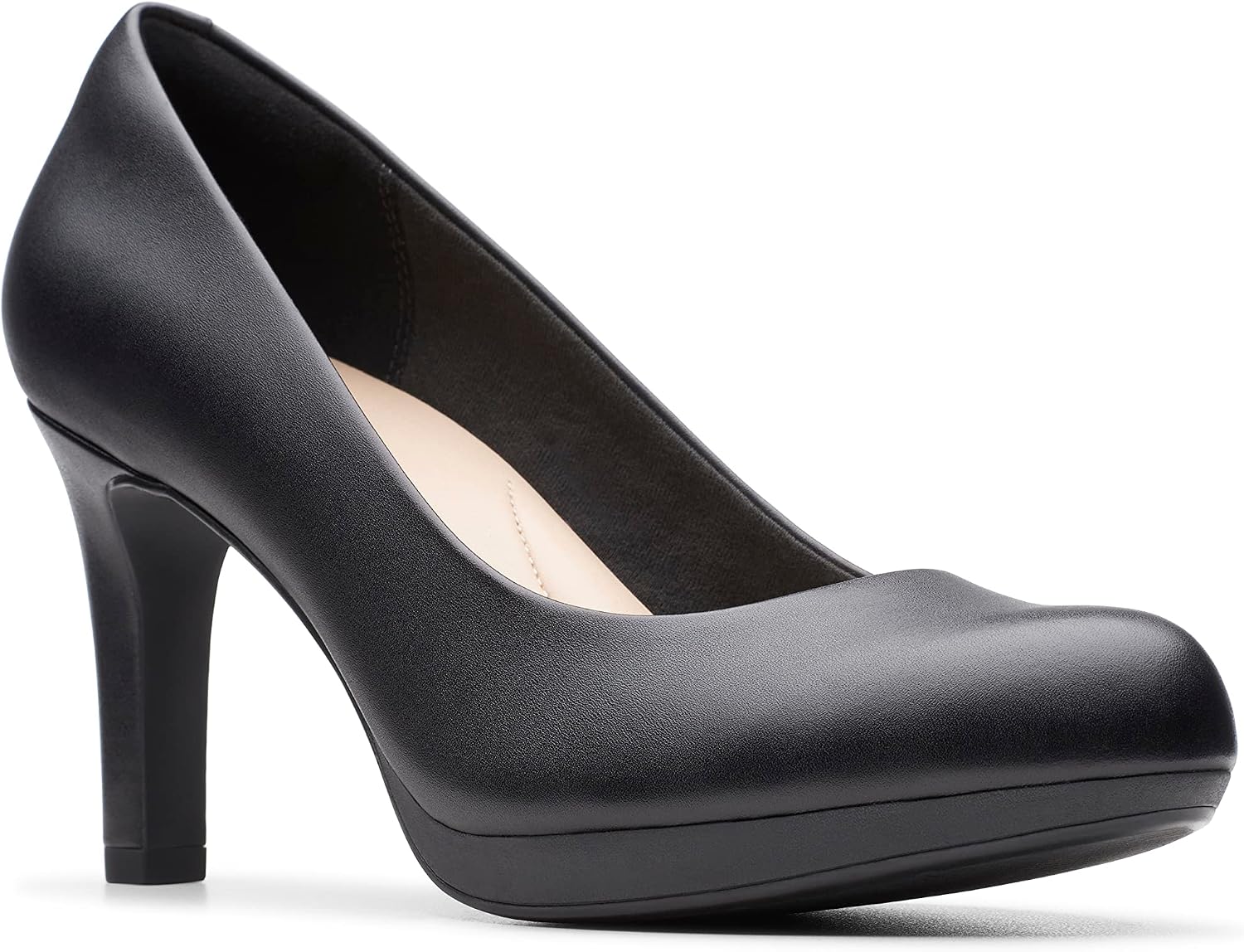 Clarks women's neutral classic pump heel viewed from the side, showing sleek silhouette and polished finish — view 2
