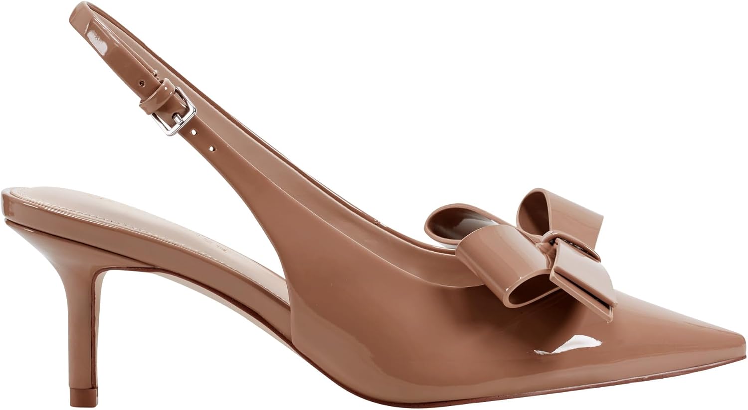 Marc Fisher Allon classic neutral pump heel viewed from the side, featuring a sleek silhouette suitable for professional and formal occasions — view 2